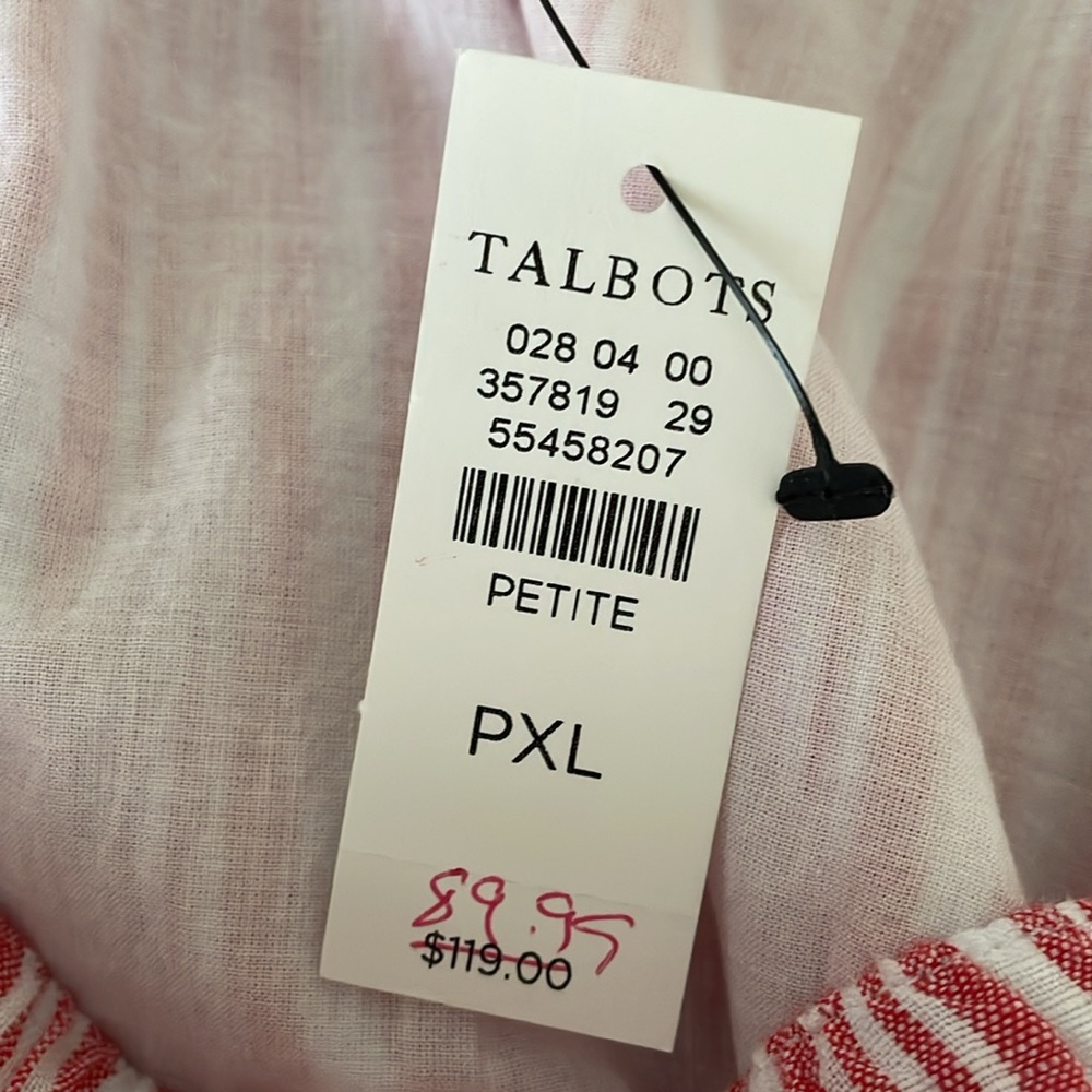 New Talbots Red & White Striped Linen Blend Maxi Skirt Size XL Petite - Picture 4 of 9